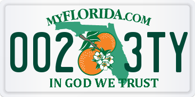 FL license plate 0023TY