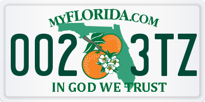 FL license plate 0023TZ