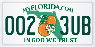 FL license plate 0023UB