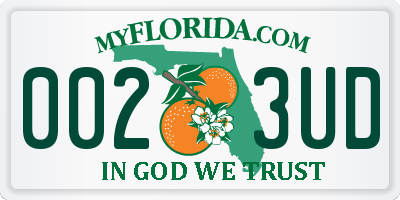 FL license plate 0023UD