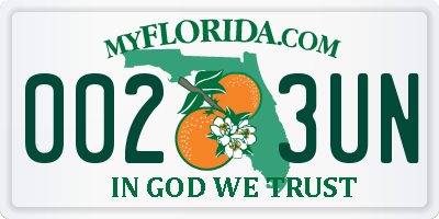 FL license plate 0023UN