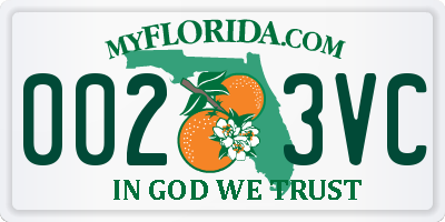 FL license plate 0023VC