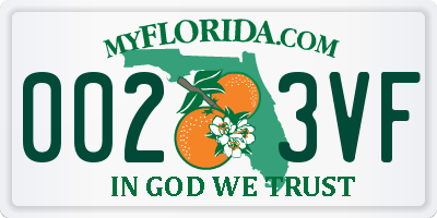 FL license plate 0023VF