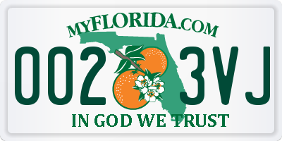 FL license plate 0023VJ