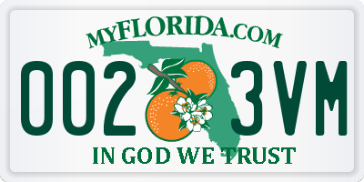 FL license plate 0023VM