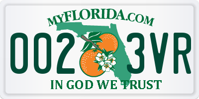 FL license plate 0023VR
