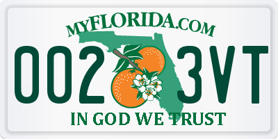 FL license plate 0023VT
