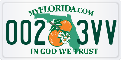 FL license plate 0023VV