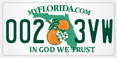 FL license plate 0023VW