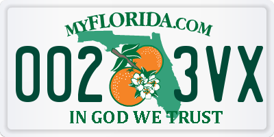 FL license plate 0023VX