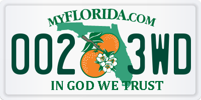 FL license plate 0023WD