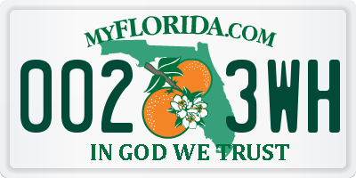 FL license plate 0023WH