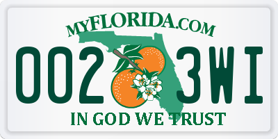 FL license plate 0023WI