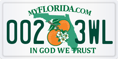 FL license plate 0023WL