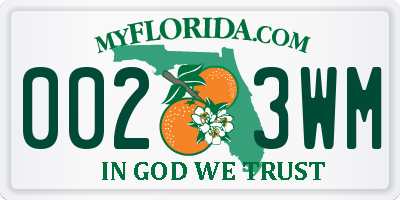 FL license plate 0023WM