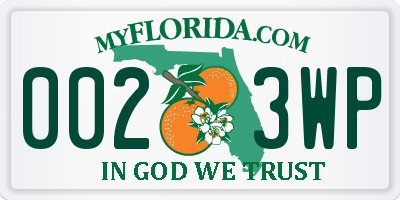 FL license plate 0023WP