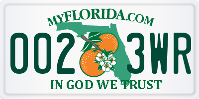 FL license plate 0023WR