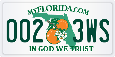 FL license plate 0023WS