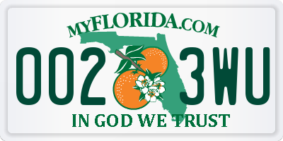 FL license plate 0023WU