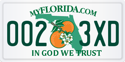 FL license plate 0023XD