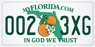 FL license plate 0023XG
