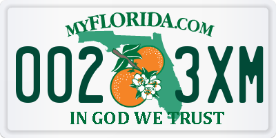 FL license plate 0023XM