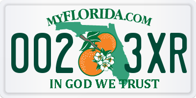 FL license plate 0023XR