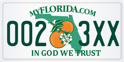 FL license plate 0023XX