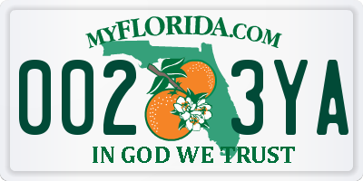 FL license plate 0023YA