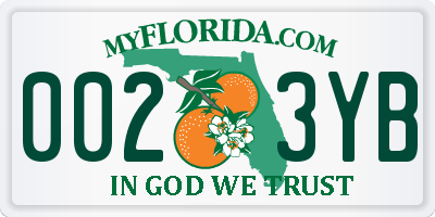 FL license plate 0023YB