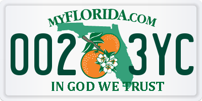 FL license plate 0023YC