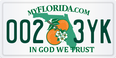 FL license plate 0023YK
