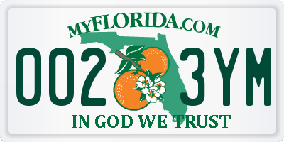 FL license plate 0023YM