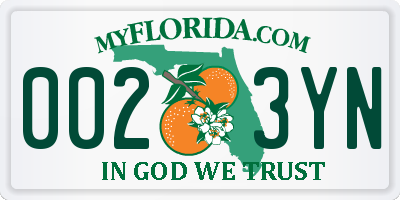 FL license plate 0023YN