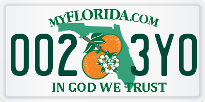 FL license plate 0023YO