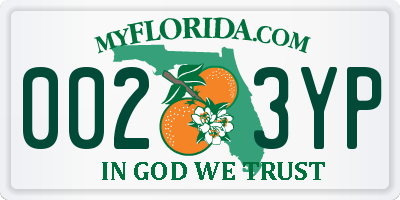FL license plate 0023YP