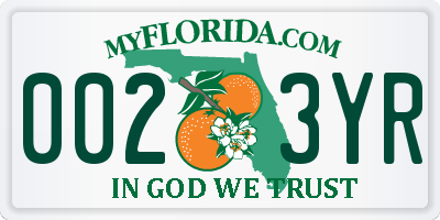 FL license plate 0023YR