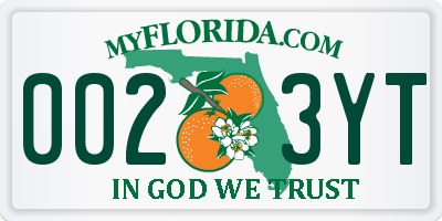 FL license plate 0023YT