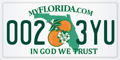 FL license plate 0023YU