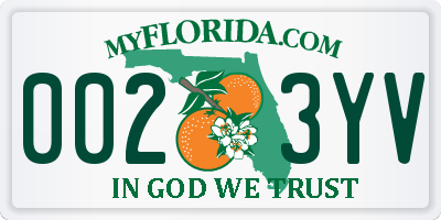FL license plate 0023YV