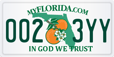 FL license plate 0023YY