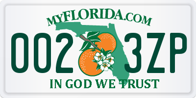 FL license plate 0023ZP