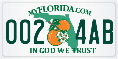 FL license plate 0024AB