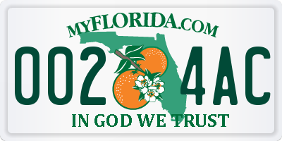 FL license plate 0024AC