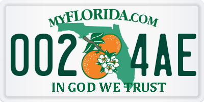 FL license plate 0024AE