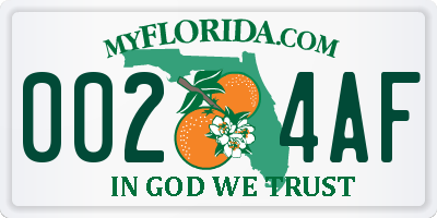 FL license plate 0024AF
