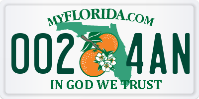 FL license plate 0024AN