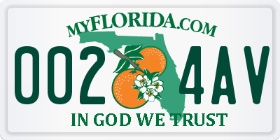 FL license plate 0024AV