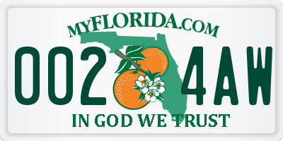 FL license plate 0024AW
