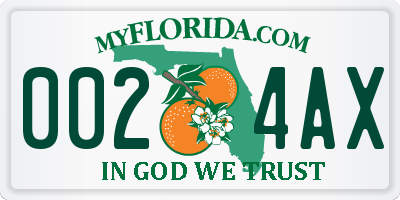 FL license plate 0024AX
